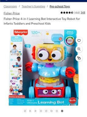 Fisher-Price Bright Blue and Red 4-in-1 Learning Bot RARE